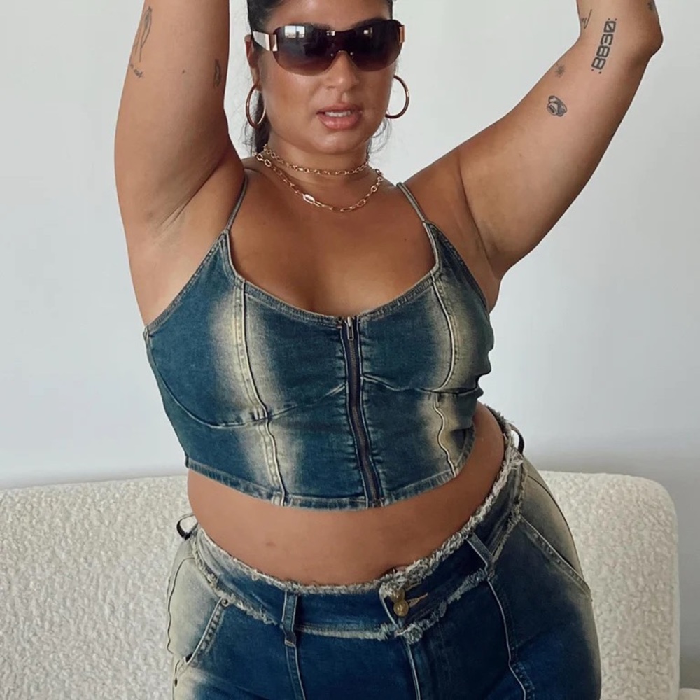 Princess Polly DENIM CORSET MID BLUE CURVE